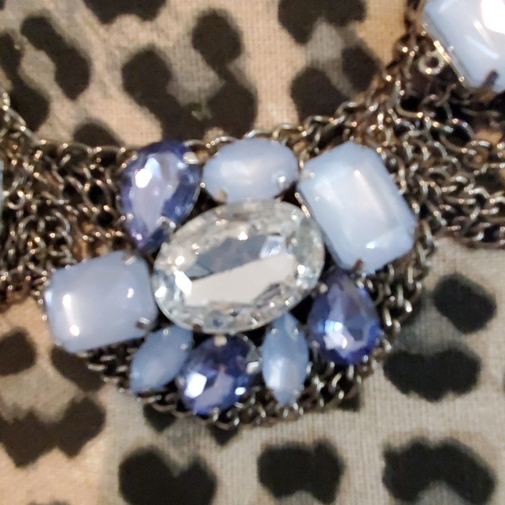 Blue and Silver tone Statement Necklace - Picture 6 of 7